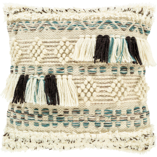 Karina Pillow - 32599 by Surya in beige, deep teal. Made from 70% wool, 20% polyester, 10% cotton, 100% cotton in a eclectic & global style.
