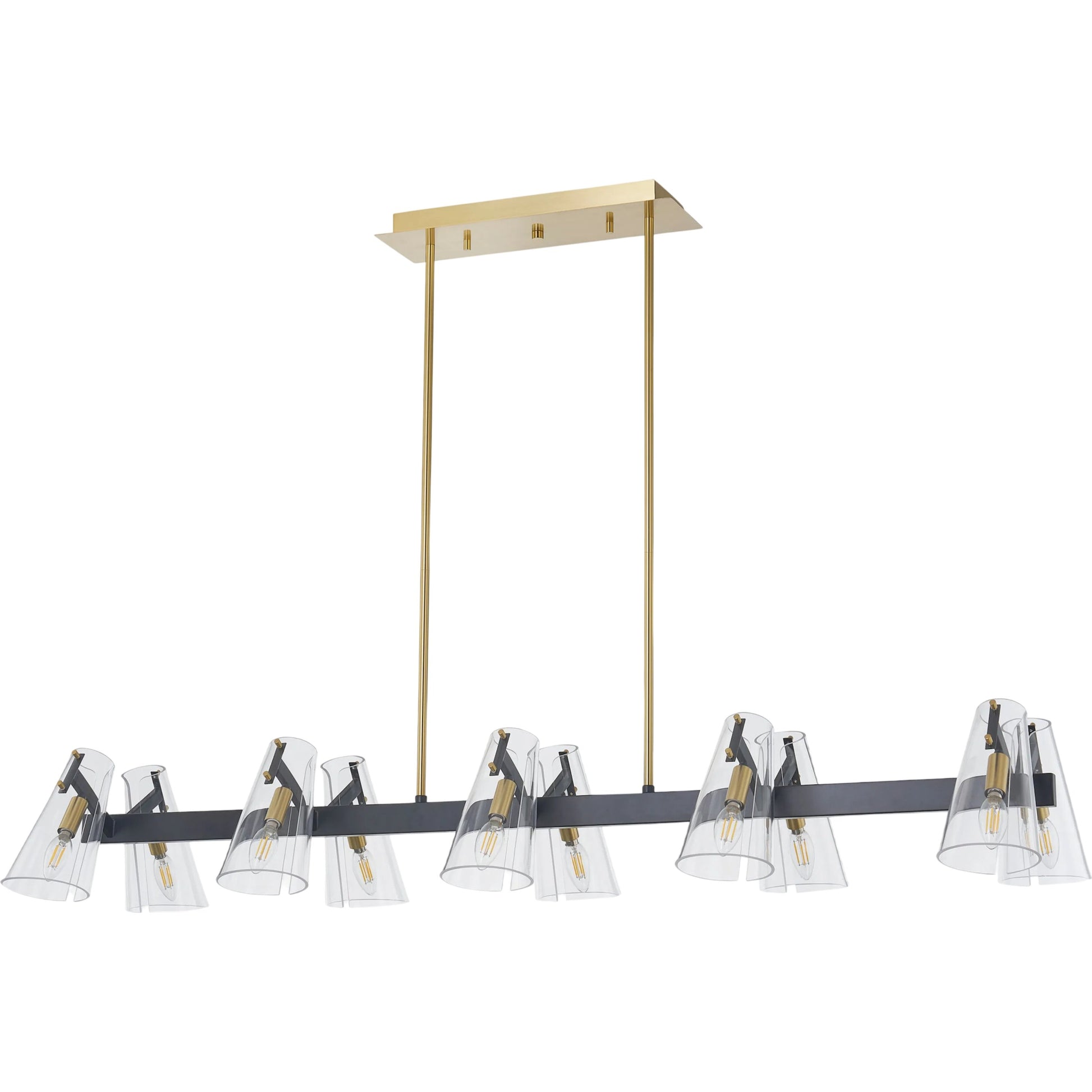 Korra Chandelier by Surya in brass. Made from iron, glass, acrylic in a unique style.