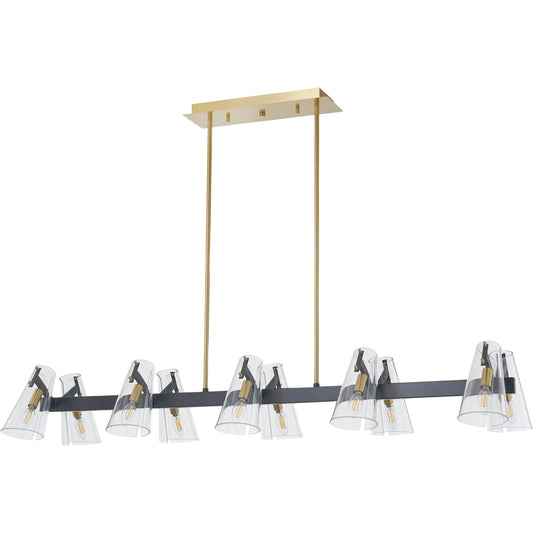 Korra Chandelier by Surya in brass. Made from iron, glass, acrylic in a unique style.