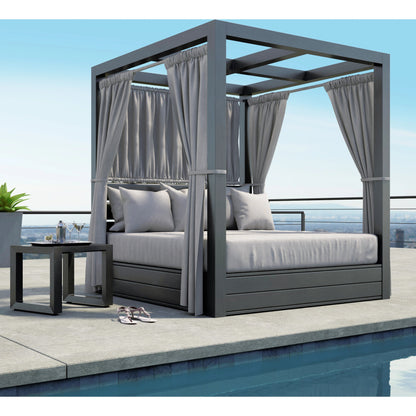 Redondo Outdoor Resort King Day Bed by Sunset West in slate. Made from aluminum in a modern style.