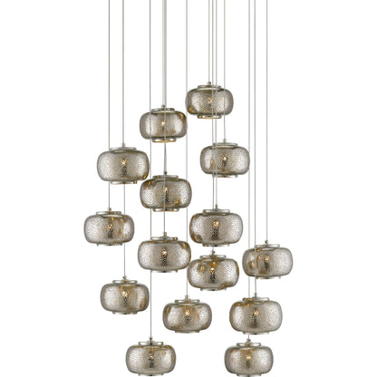 Pepper Pendant by Currey and Company in painted silver, nickel. Made from metal in a modern style.