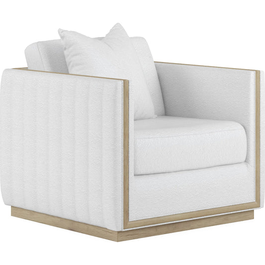Cassat Channeled Lounge Chair by A.R.T. Furniture in white and okla snow, washed oak. Made from parawood solids with ash embossing, foam, fabric in a unique style.