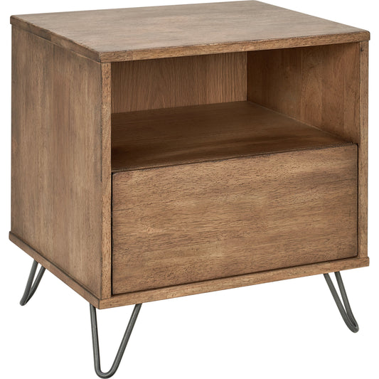 Zest 1-Drawer Nightstand by Zest in washed oak. Made from mdf, partical board in a modern style.