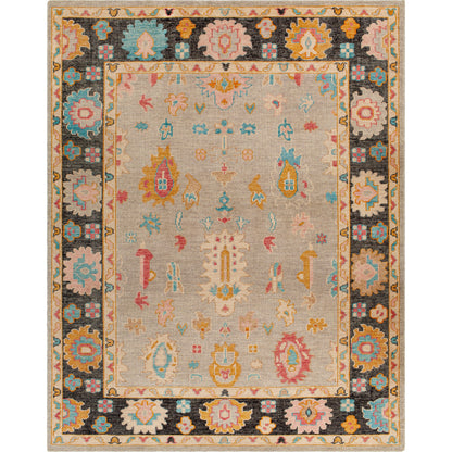 Kars KSA-2300 Rug by Surya in black, light blue, rose, pale pink, mustard, tan. Made from 80% wool, 20% cotton in a unique style.