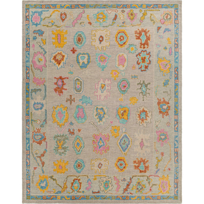 Kars Rug - 30333 by Surya in yellow, light pink, aqua, blue, rust, grass green. Made from 80% wool, 20% cotton in a unique style.