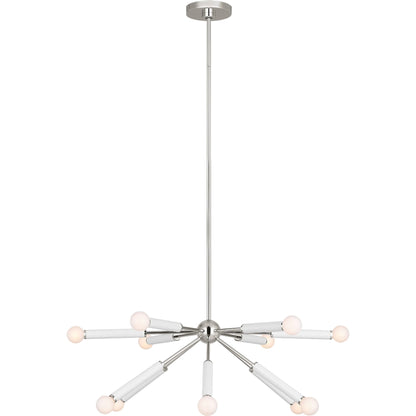 Monroe Down Chandelier by Visual Comfort & Co. in polished nickel. Made from steel in a unique style.
