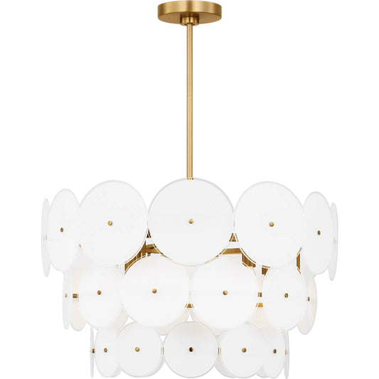 Emery Large Chandelier by Visual Comfort & Co. in burnished brass. Made from steel in a unique style.