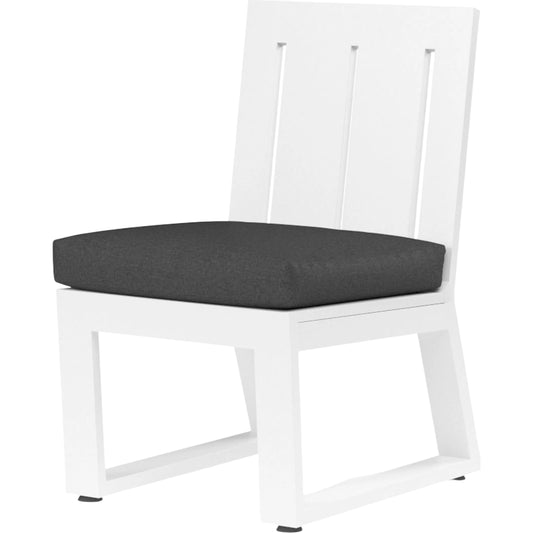 Newport Outdoor Armless Dining Chair by Sunset West in whites/creams/beiges. Made from aluminum in a modern style.