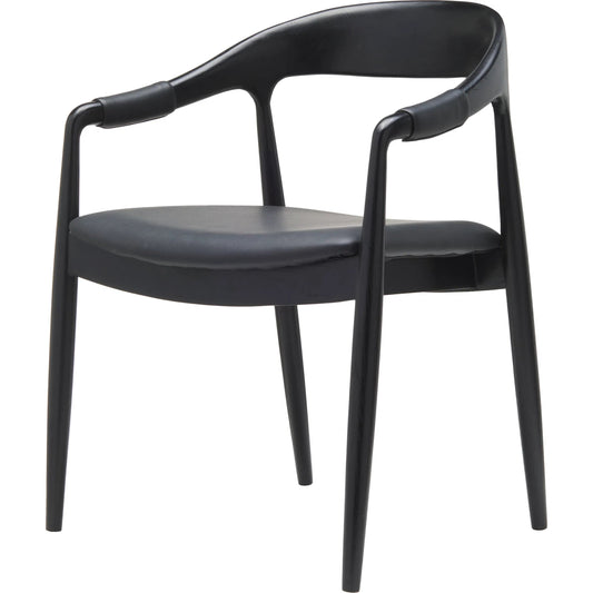 Kisco Dining Chair - 530624 by Surya in base: black and lacquered. Made from faux leather, oak, polyurethane foam, polyester, polyfill in a modern style.