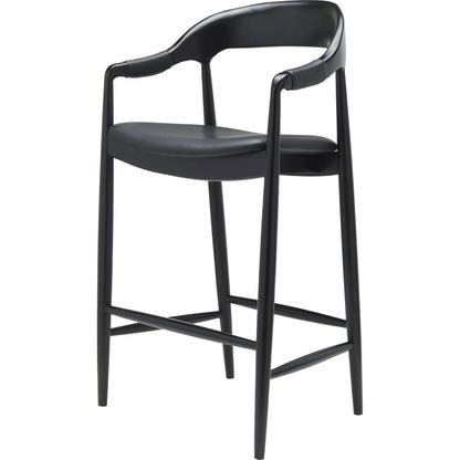 Kisco Bar Stool by Surya in stained. Made from faux leather, ash wood, polyurethane foam, polyester, polyfill in a modern style.