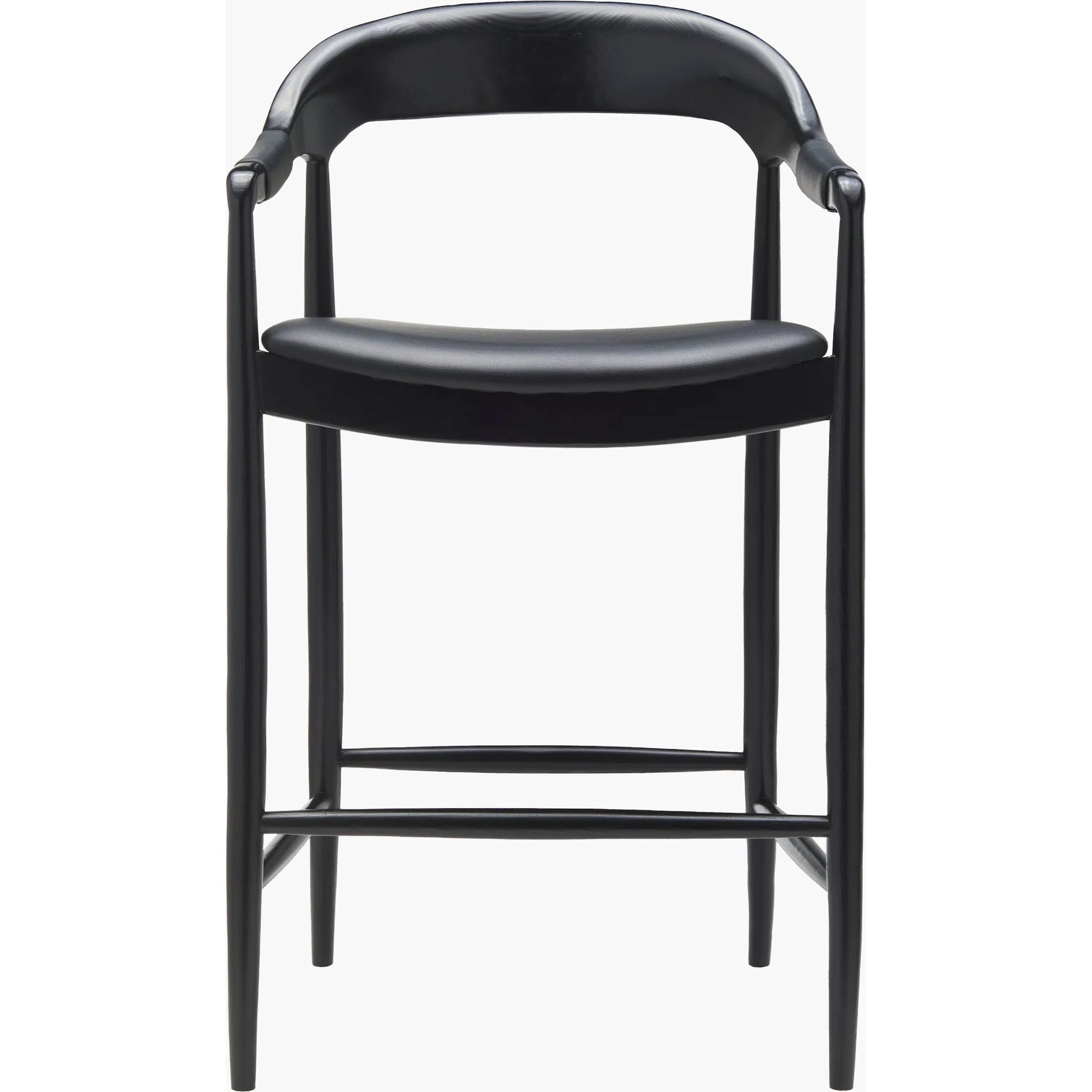 Kisco Bar Stool by Surya in stained. Made from faux leather, ash wood, polyurethane foam, polyester, polyfill in a modern style.