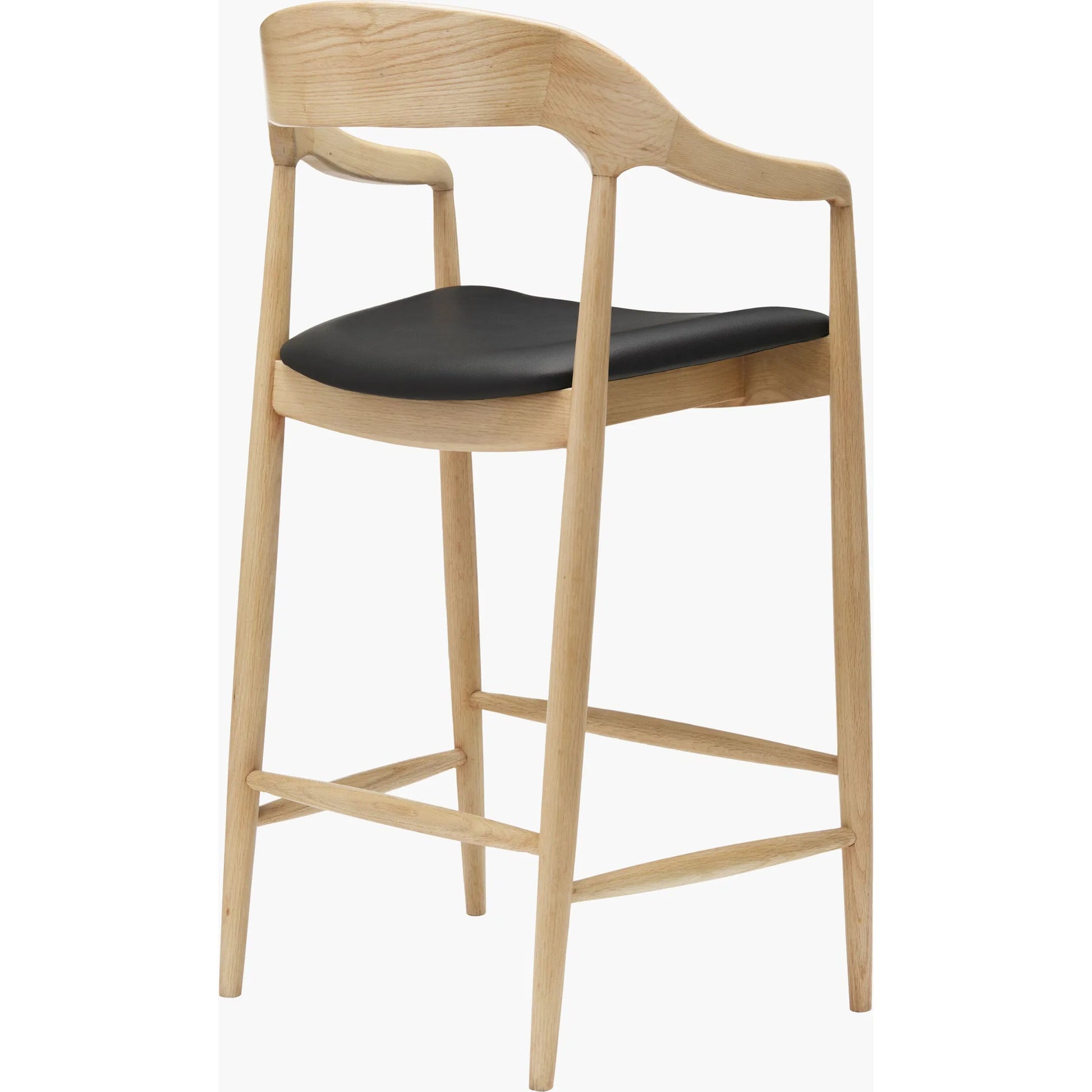 Kisco Bar Stool by Surya in stained. Made from faux leather, ash wood, polyurethane foam, polyester, polyfill in a modern style.