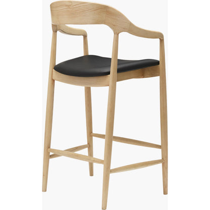 Kisco Bar Stool by Surya in stained. Made from faux leather, ash wood, polyurethane foam, polyester, polyfill in a modern style.