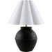 Katsuo Accent Table Lamp by Livabliss in black and hand painted. Made from ceramic, linen, polyester, iron in a unique style.
