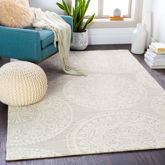 Kayseri Rug - 24432 by Surya in medium gray, light beige, cream. Made from 100% wool in a unique style.