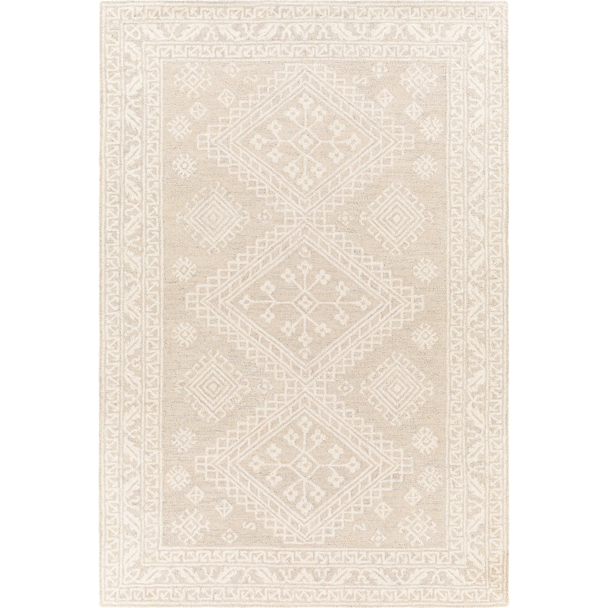 Kayseri Rug - 24434 by Livabliss in medium gray, light beige, cream. Made from 100% wool in a unique style.