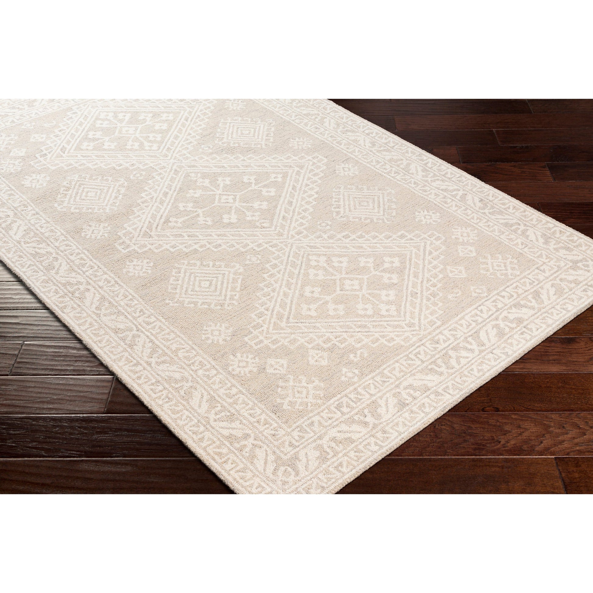 Kayseri Rug - 24434 by Livabliss in medium gray, light beige, cream. Made from 100% wool in a unique style.