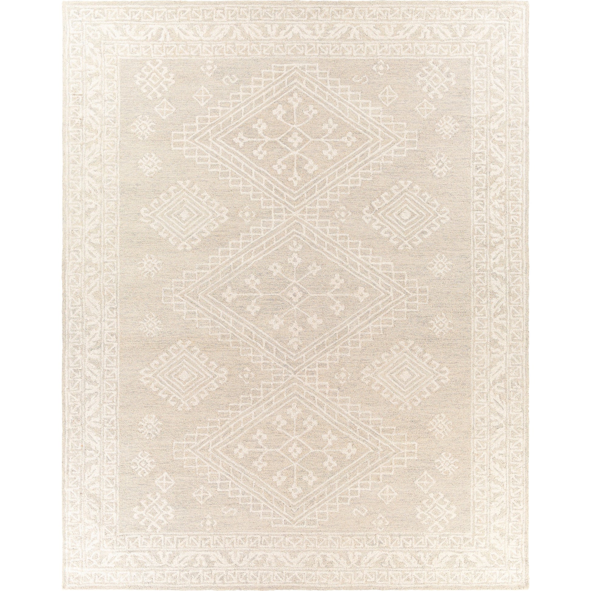 Kayseri Rug - 24434 by Livabliss in medium gray, light beige, cream. Made from 100% wool in a unique style.