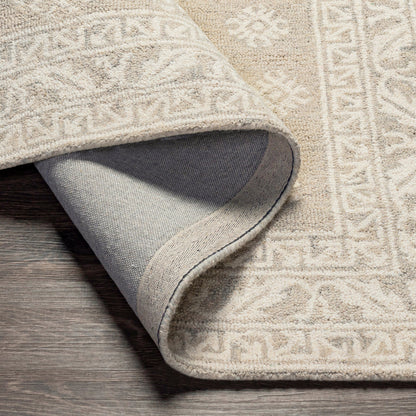 Kayseri Rug - 24434 by Livabliss in medium gray, light beige, cream. Made from 100% wool in a unique style.