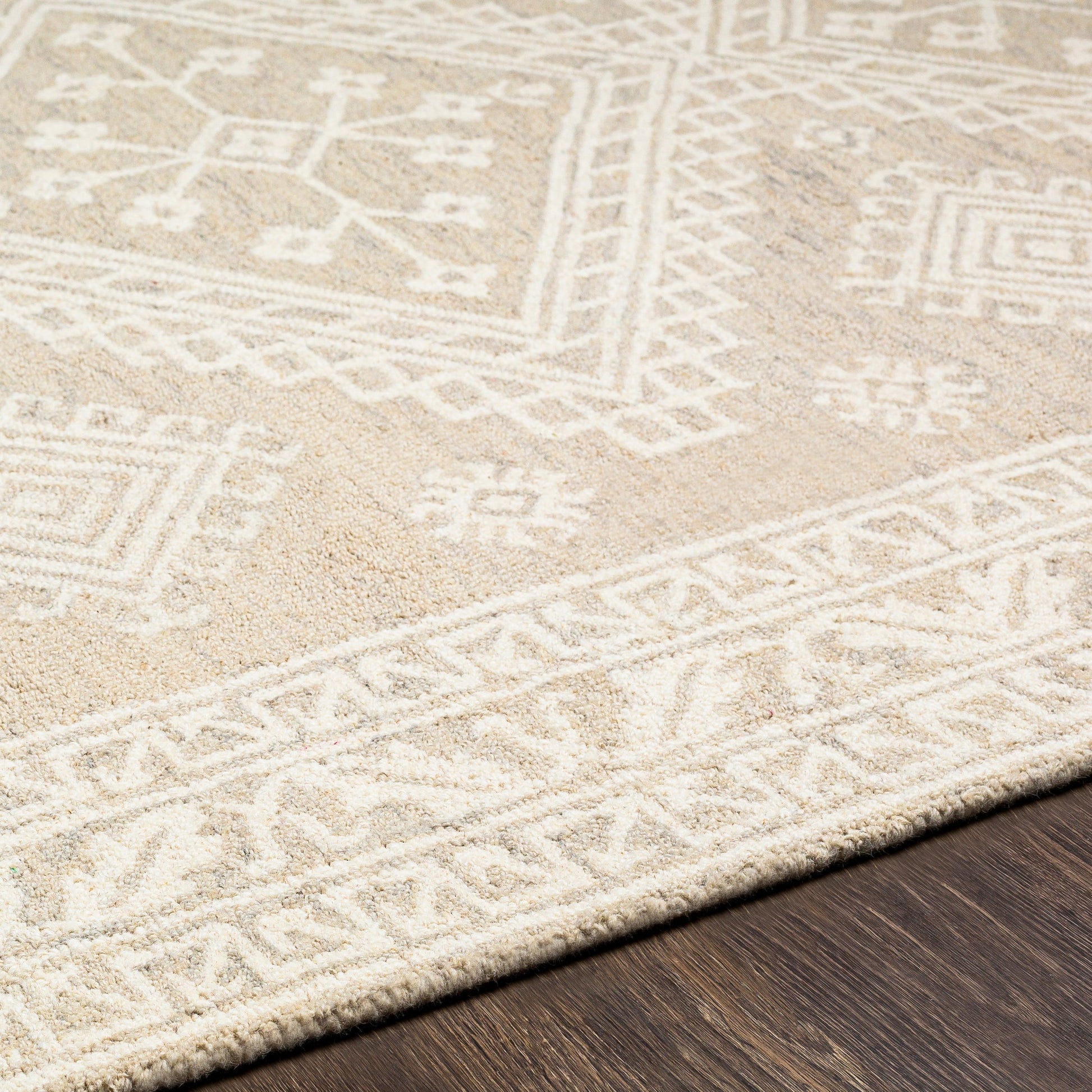 Kayseri Rug - 24434 by Livabliss in medium gray, light beige, cream. Made from 100% wool in a unique style.
