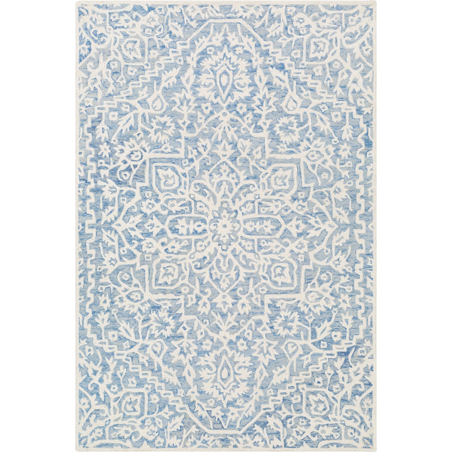 001 SI-1883970,SI-1883971,SI-1883972,SI-1883974 | Primary Silo | Kayseri Rug - 24663 by Livabliss in denim, pale blue, cream. Made from 100% wool in a unique style.