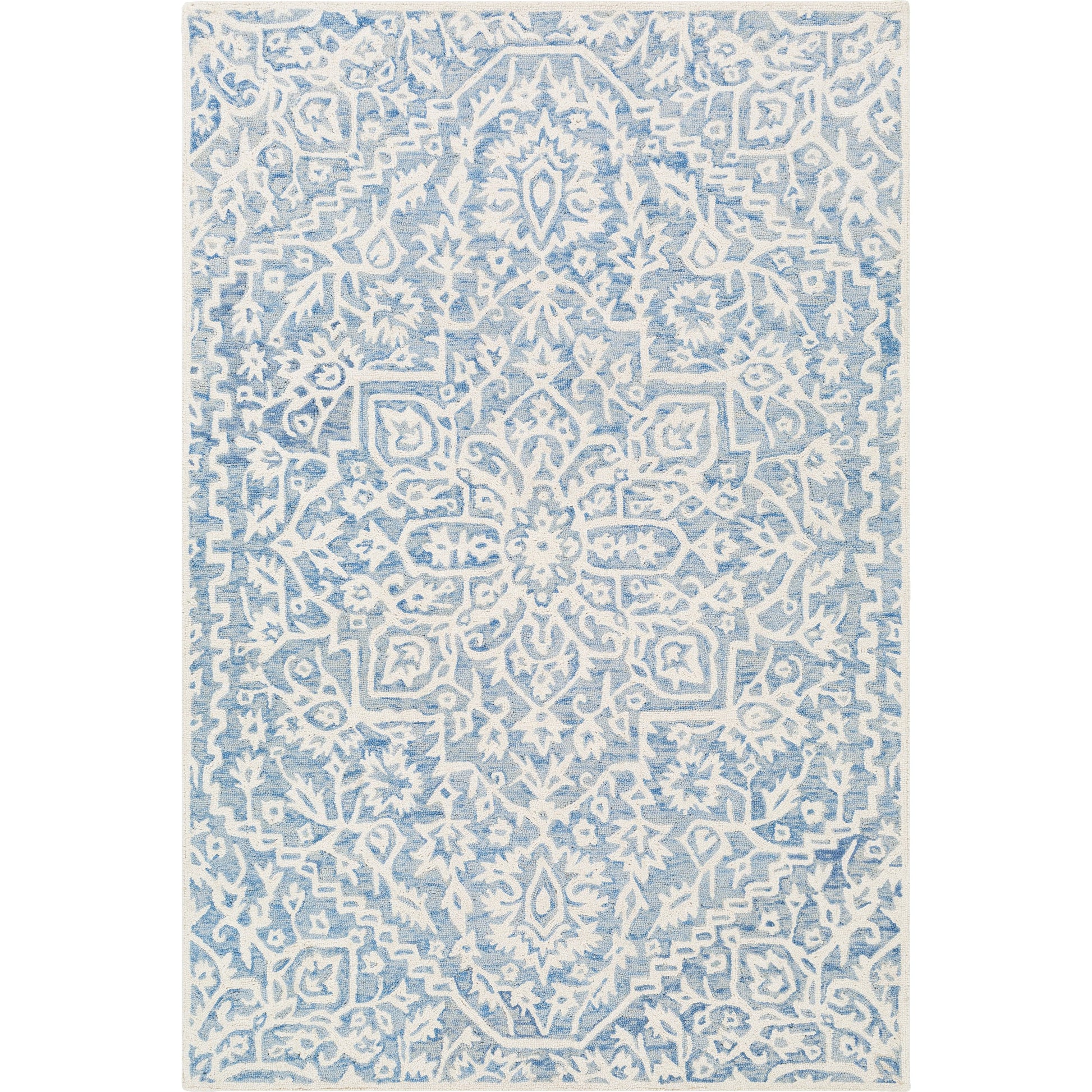 Kayseri Rug - 24663 by Livabliss in denim, pale blue, cream. Made from 100% wool in a unique style.