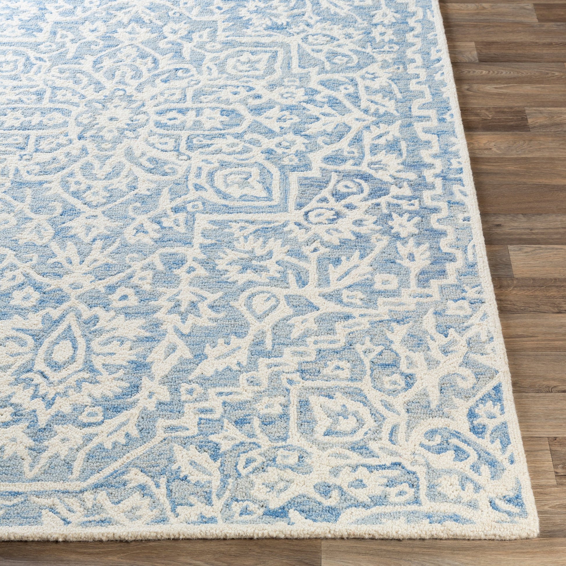 Kayseri Rug - 24663 by Livabliss in denim, pale blue, cream. Made from 100% wool in a unique style.