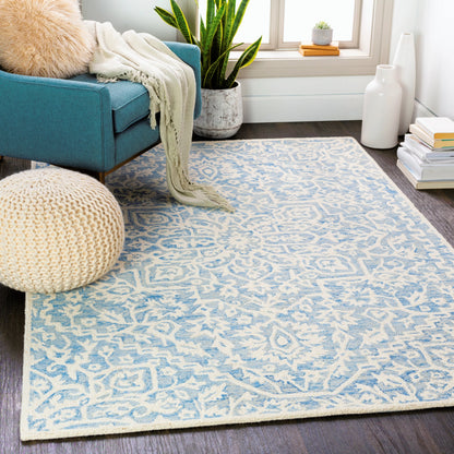 Kayseri Rug - 24663 by Livabliss in denim, pale blue, cream. Made from 100% wool in a unique style.