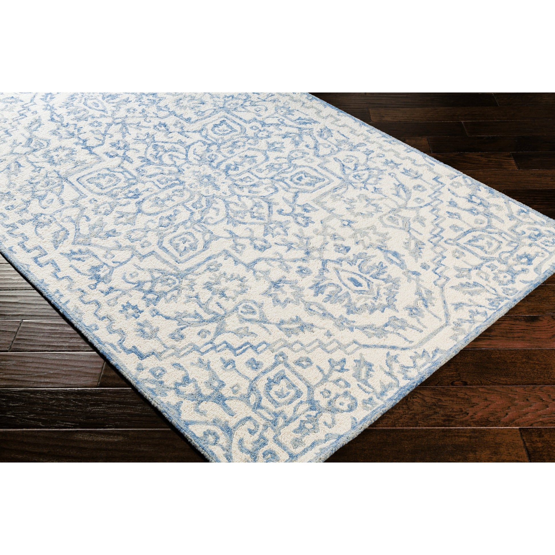 Kayseri Rug - 24663 by Livabliss in denim, pale blue, cream. Made from 100% wool in a unique style.