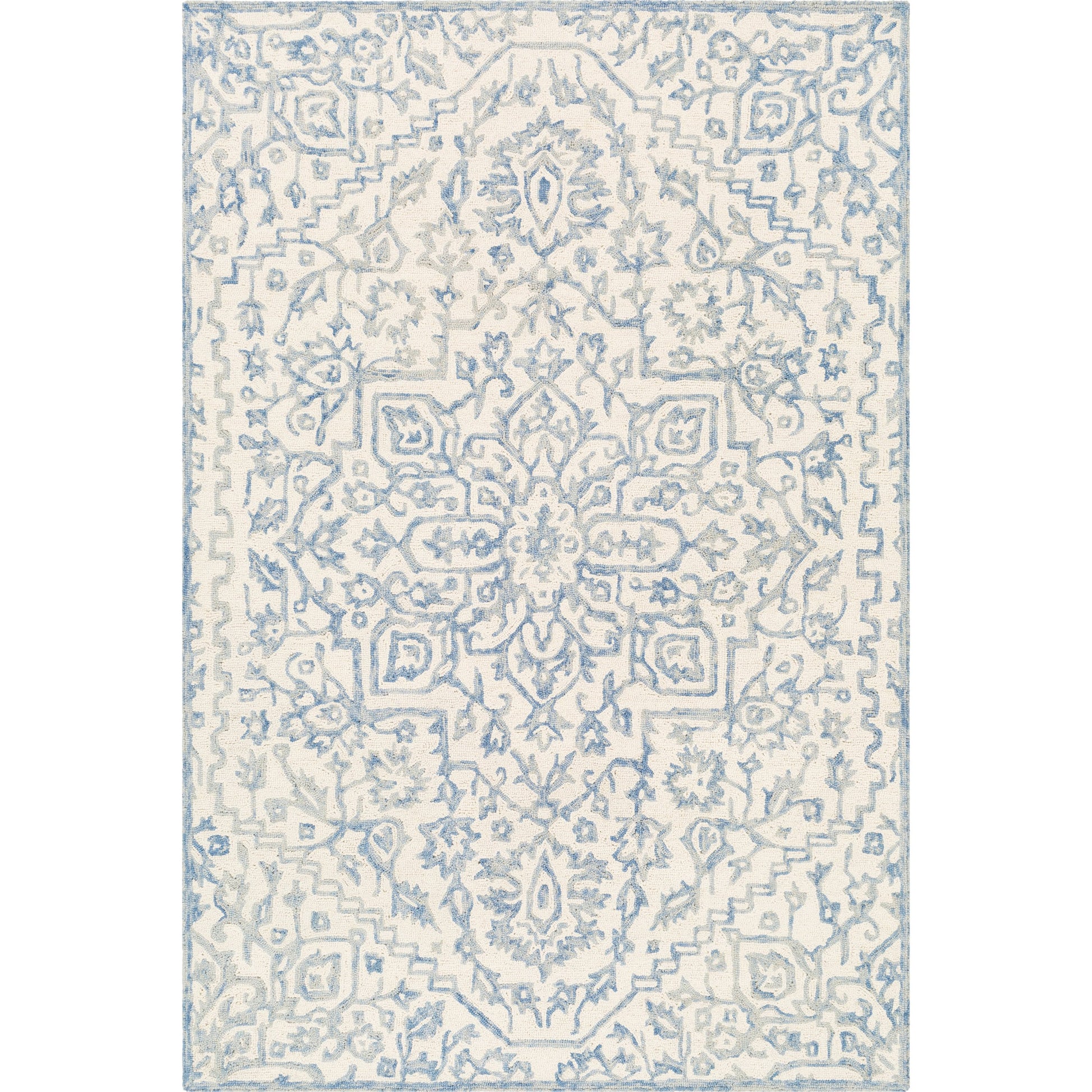 Kayseri Rug - 24663 by Livabliss in denim, pale blue, cream. Made from 100% wool in a unique style.