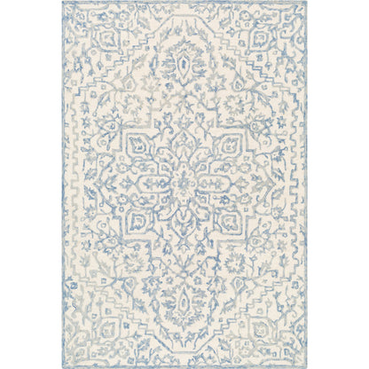 Kayseri Rug - 24663 by Livabliss in denim, pale blue, cream. Made from 100% wool in a unique style.