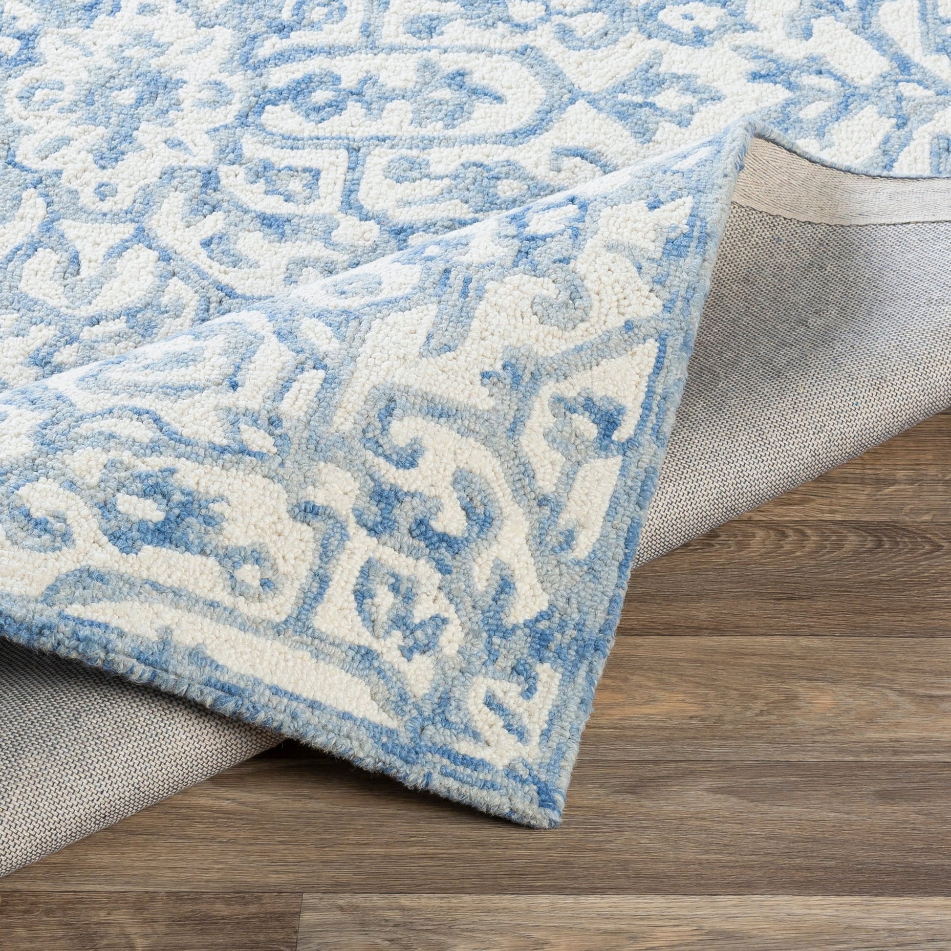 Kayseri Rug - 24663 by Livabliss in denim, pale blue, cream. Made from 100% wool in a unique style.