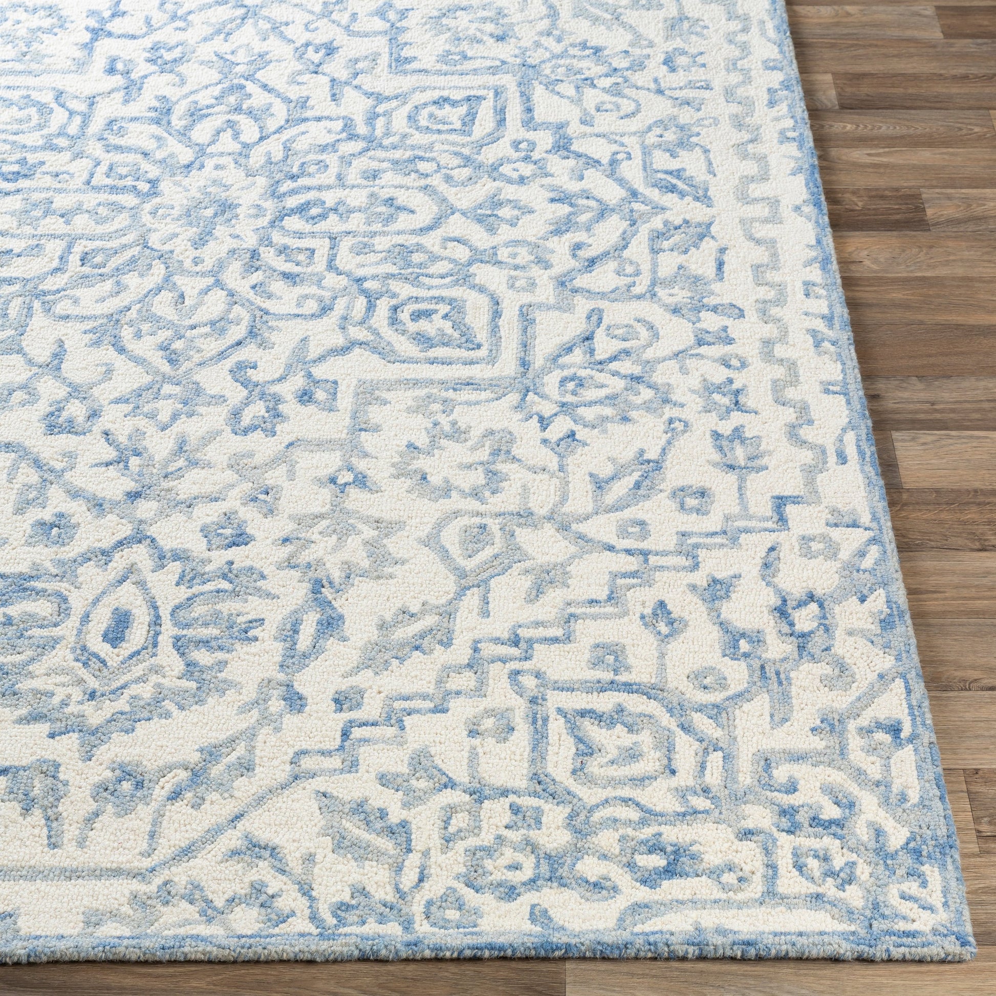 Kayseri Rug - 24663 by Livabliss in denim, pale blue, cream. Made from 100% wool in a unique style.