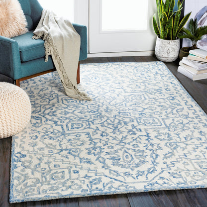 Kayseri Rug - 24663 by Livabliss in denim, pale blue, cream. Made from 100% wool in a unique style.