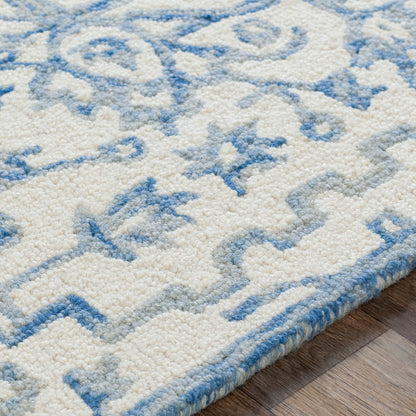 Kayseri Rug - 24663 by Livabliss in denim, pale blue, cream. Made from 100% wool in a unique style.