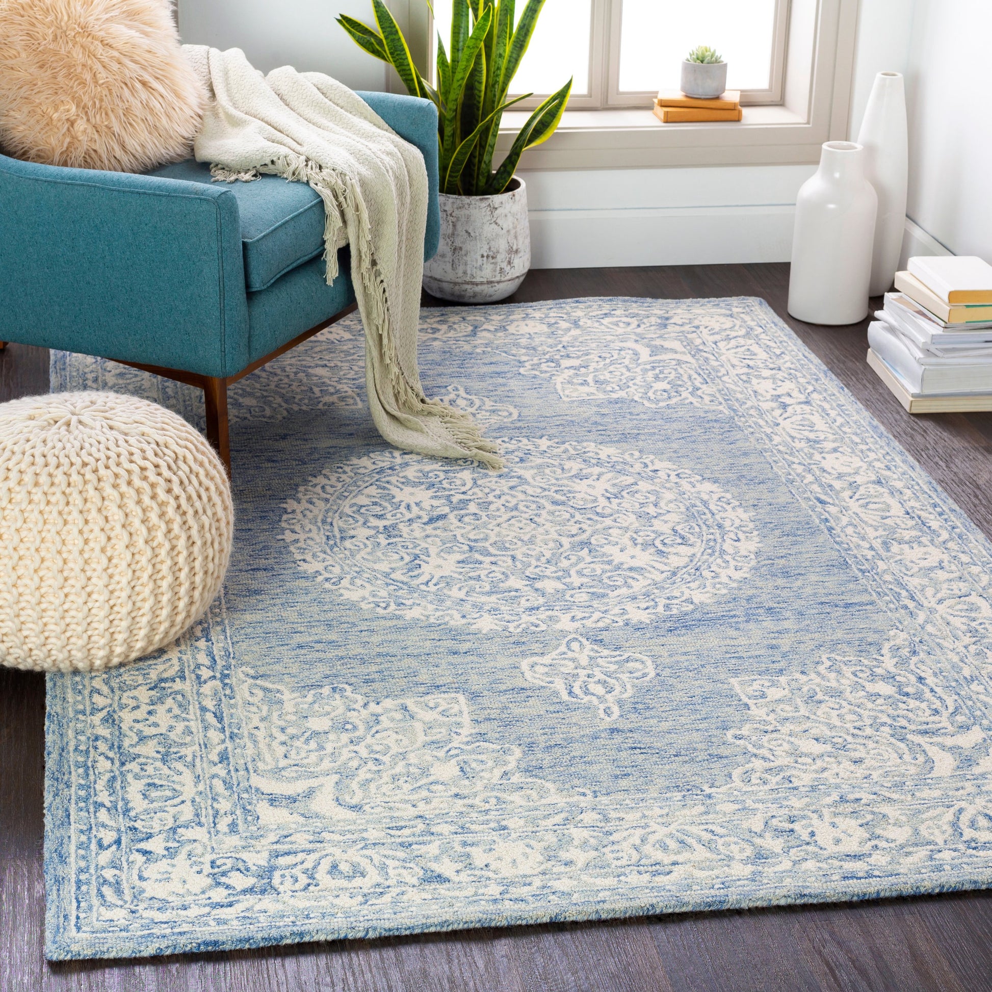 Kayseri Rug - 24665 by Livabliss in medium gray, light beige, cream. Made from 100% wool in a unique style.