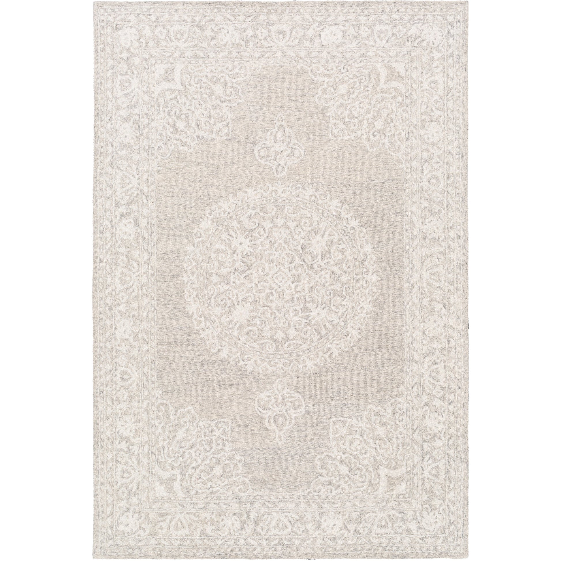 Kayseri Rug - 24665 by Livabliss in medium gray, light beige, cream. Made from 100% wool in a unique style.