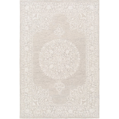 Kayseri Rug - 24665 by Livabliss in medium gray, light beige, cream. Made from 100% wool in a unique style.