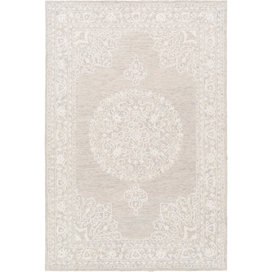 Kayseri Rug - 24665 by Livabliss in medium gray, light beige. Made from 100% wool in a unique style.