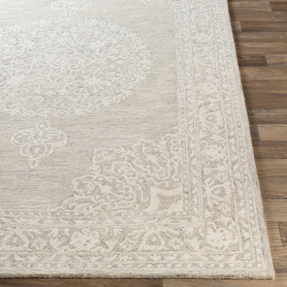 Kayseri Rug - 24665 by Livabliss in medium gray, light beige, cream. Made from 100% wool in a unique style.