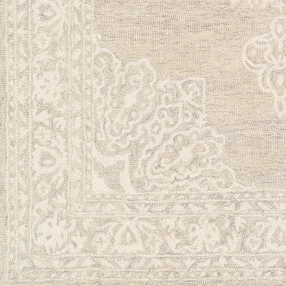 Kayseri Rug - 24665 by Livabliss in medium gray, light beige, cream. Made from 100% wool in a unique style.