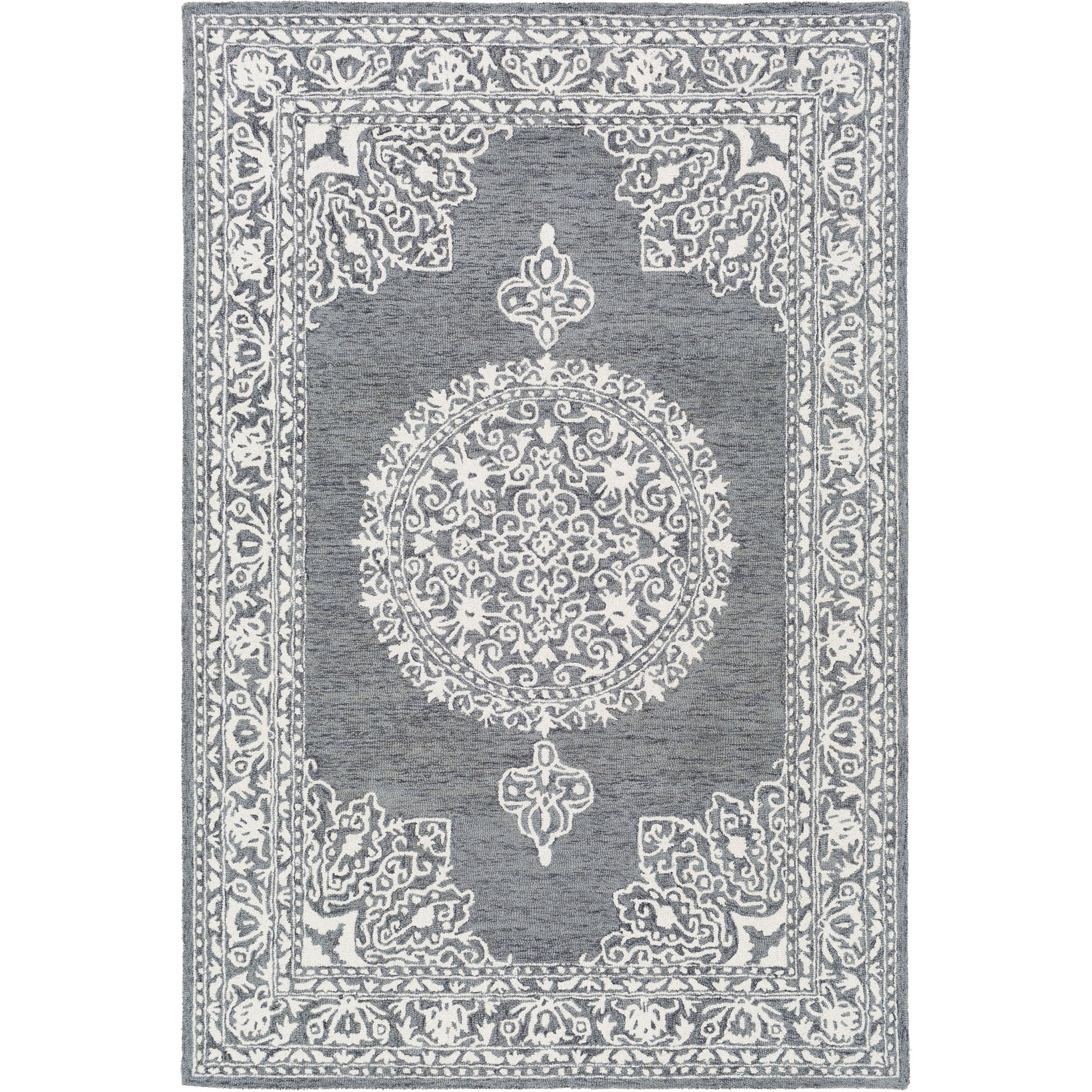Kayseri Rug - 24665 by Livabliss in medium gray, light beige, cream. Made from 100% wool in a unique style.