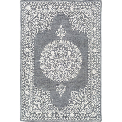 Kayseri Rug - 24665 by Livabliss in medium gray, light beige, cream. Made from 100% wool in a unique style.