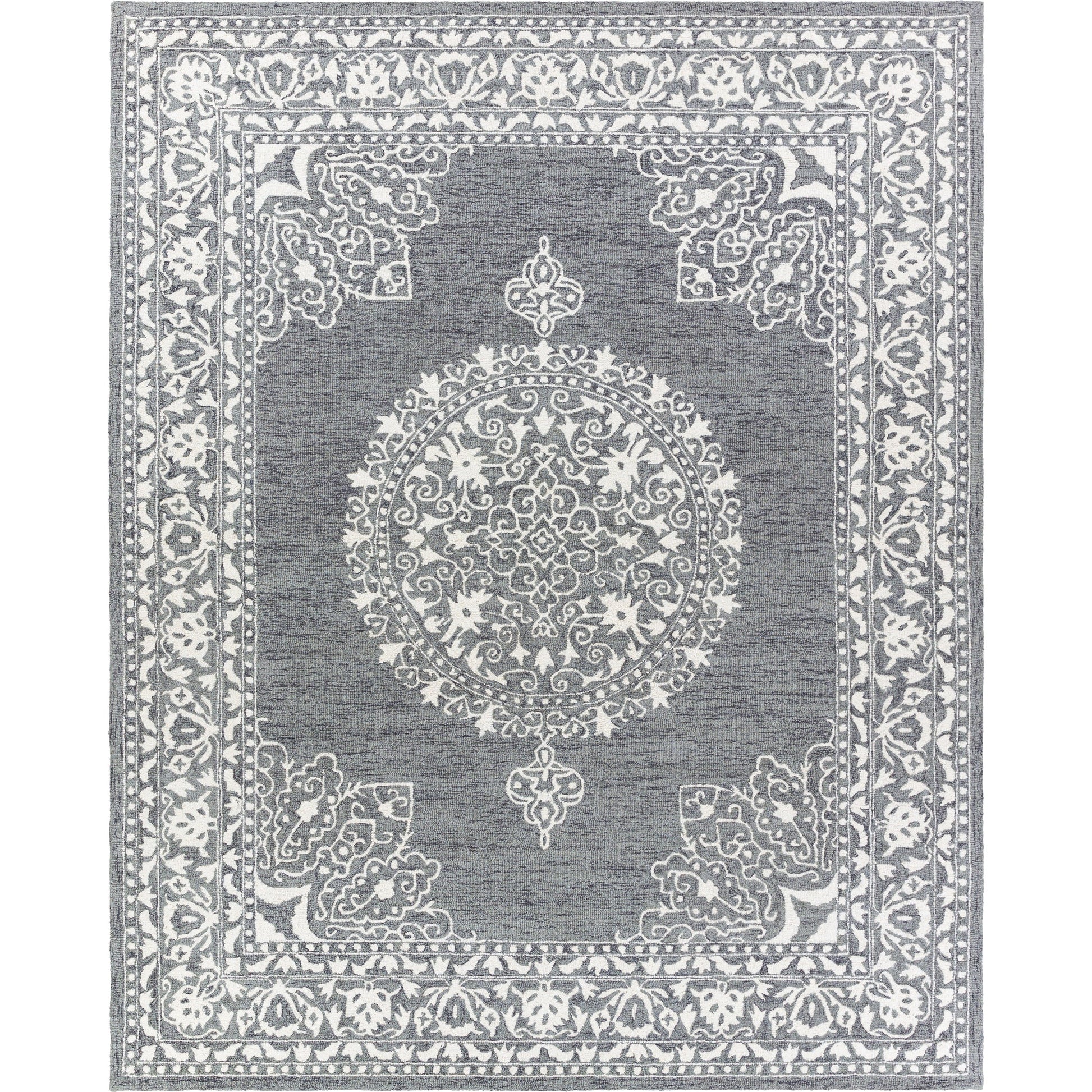 Kayseri Rug - 24665 by Livabliss in medium gray, light beige, cream. Made from 100% wool in a unique style.