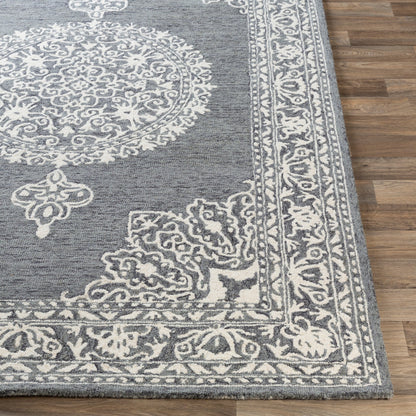 Kayseri Rug - 24665 by Livabliss in medium gray, light beige, cream. Made from 100% wool in a unique style.