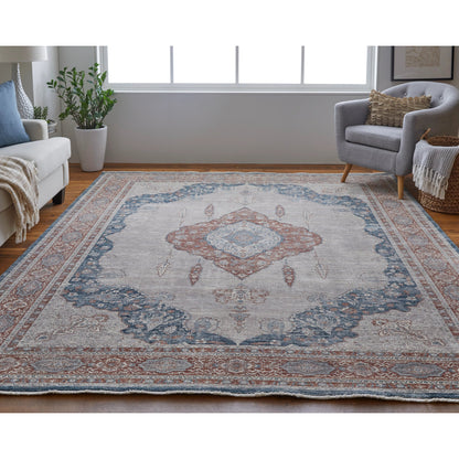 Marquette Transitional Rug - 39GRF by Feizy in gray, red, blue. Made from unique in a unique style.