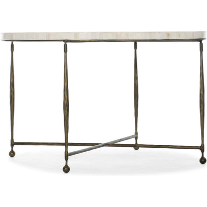Commerce & Market Round Cocktail Table by Hooker Furniture in gold. Made from bone inlay, iron in a transitional style.