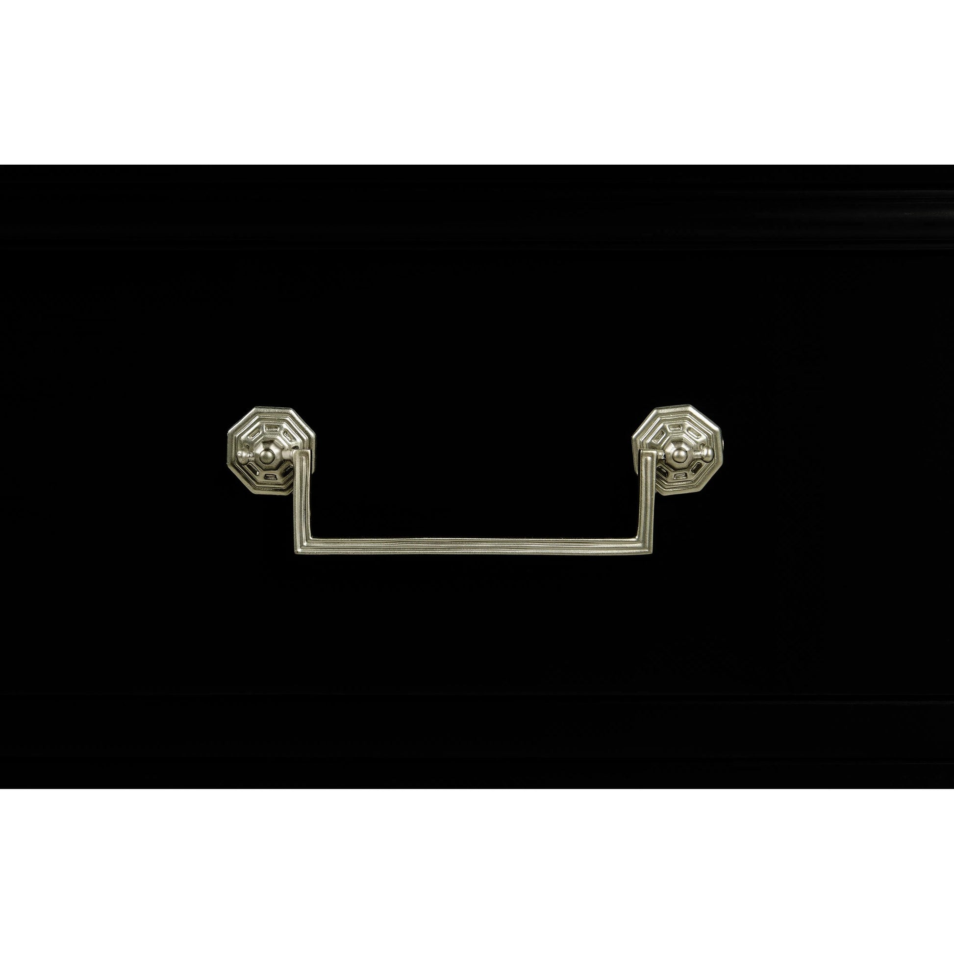 Reimagined Sprite Display Cabinet by Jonathan Charles in lacquered black. Made from acacia in a traditional style.