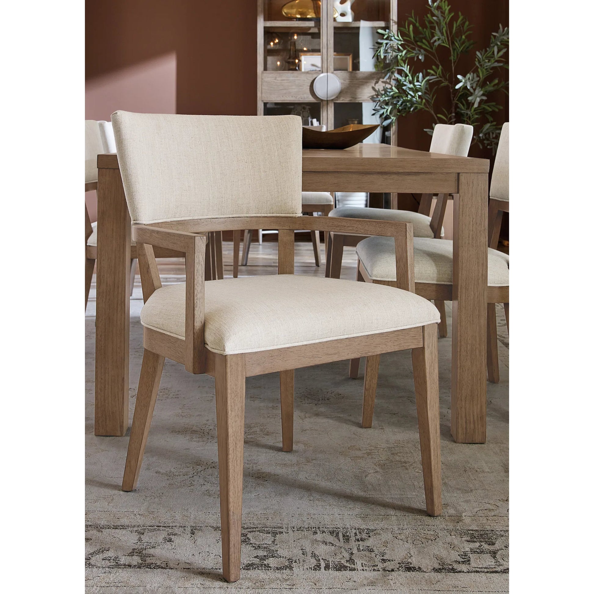 Sonnet Upholstered Dining Chair by Hooker Furniture in beige and wren. Made from 92% polyester, 8% linen in a transitional style.