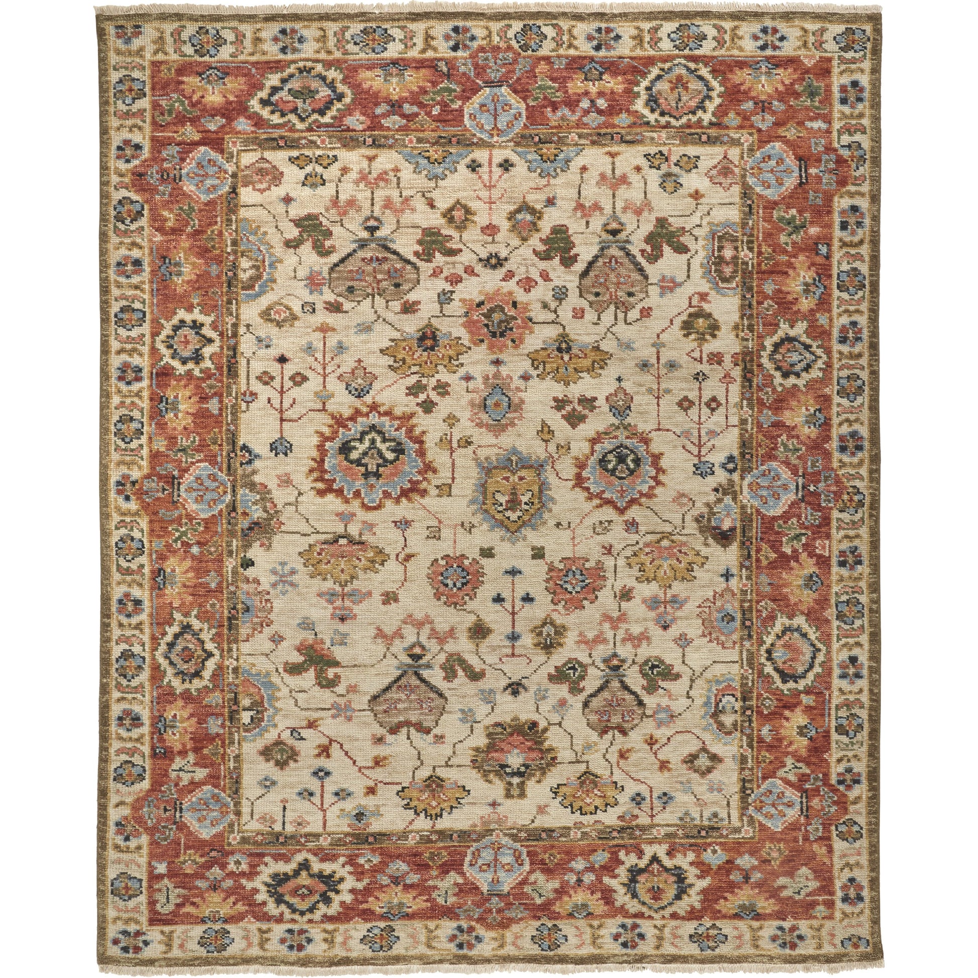 Carrington Traditional Oriental Rug - 6805F by Feizy in ivory, red, blue. Made from wool in a unique style.